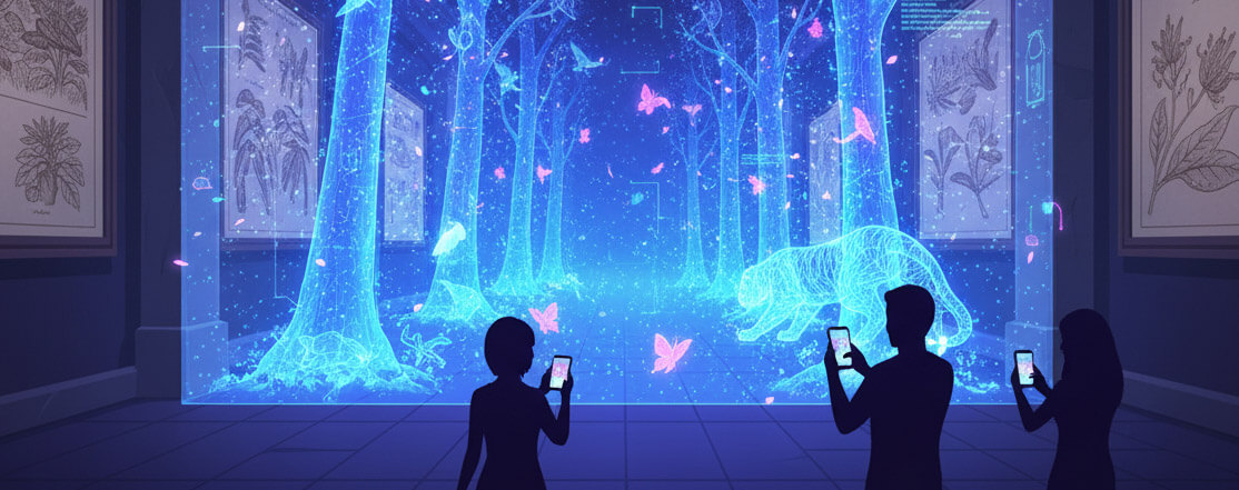 image of An immersive museum with a holographic flora and fauna - Generated with Midjourney