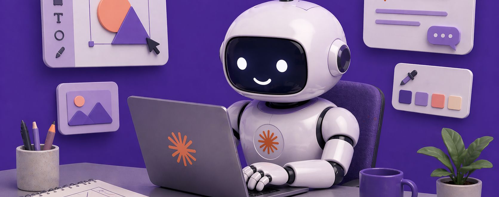 image of A Claude robot helping designers to work on their designs - Generated with Gemini