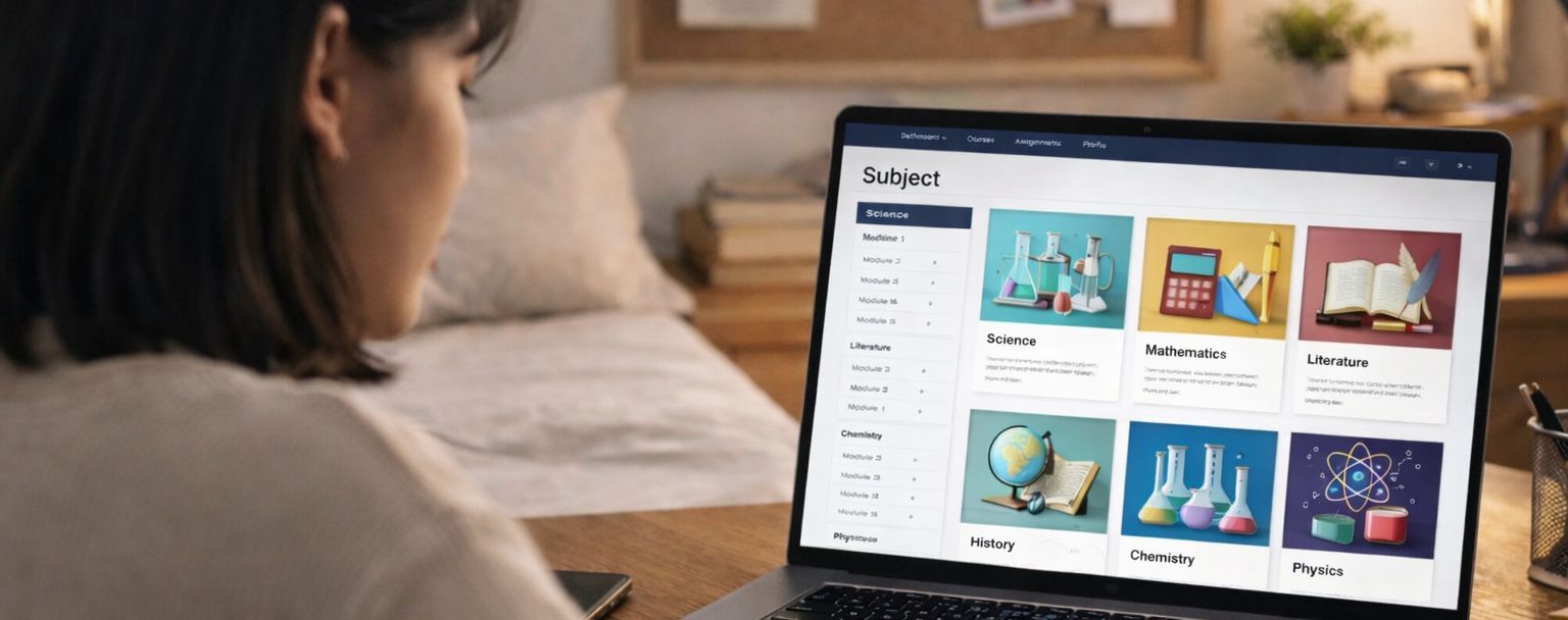 image of A student studying using a e-learning platform - Generated with Gemini