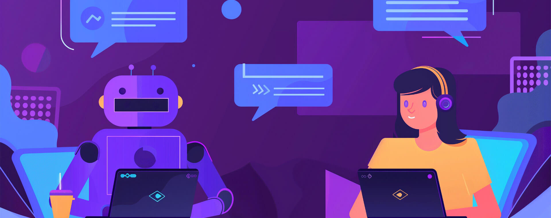 image of A young woman and robot working together in an office setting - Generated with Midjourney