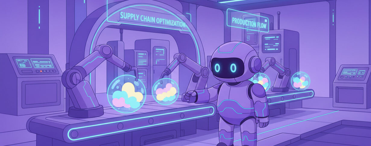 image of An immersive factory environment showing supply chain management - Generated with Midjourney